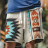 Navajo Totem Knit Shorts – Elastic Waist Casual Summer Beach Shorts with Corduroy Pocket